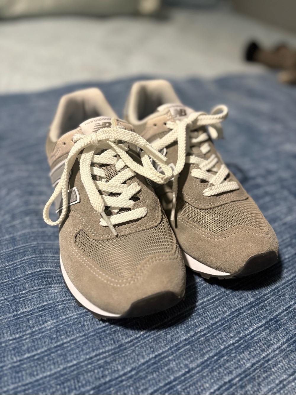 New Balance Women's Taupe Suede & Mesh Sneakers